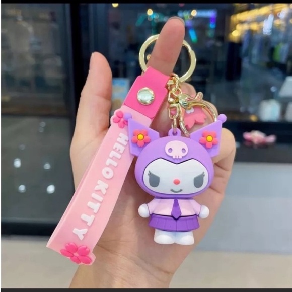 SANRIO KUROMI Hello kitty Charm Keychain Purple Kawaii Licensed Japan Import - Picture 2 of 9